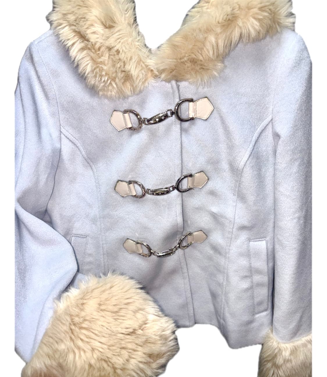 세실맥비 코트 숏코트 퍼후드 하늘색 금장 큐빅 히메갸루 갸루 달천깔 상품이미지1