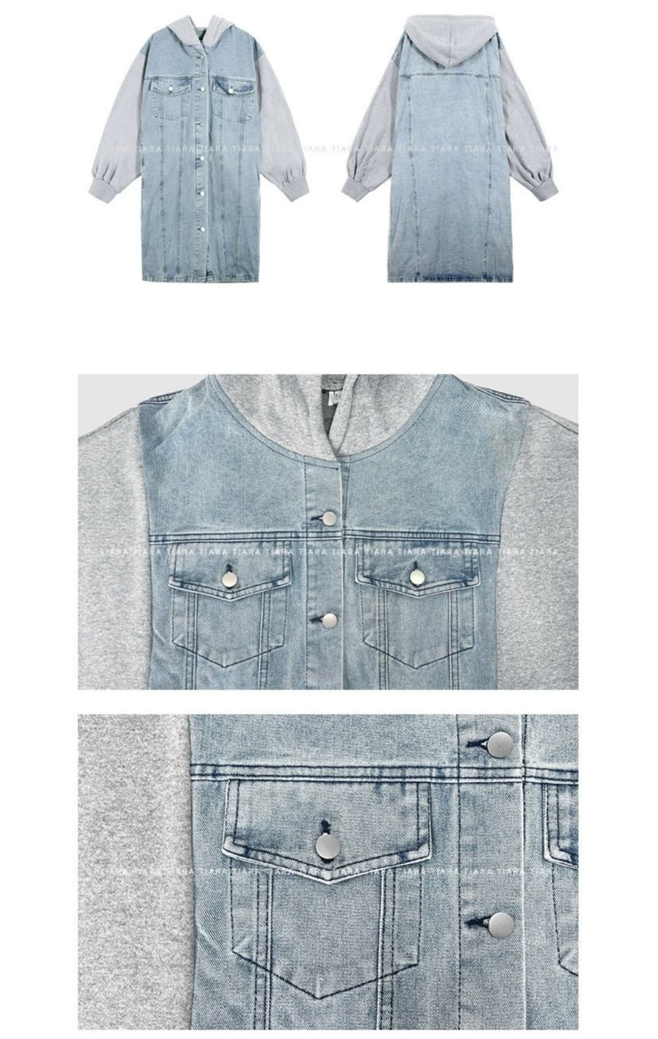 오버핏 후드 데님 롱 자켓 상품이미지6