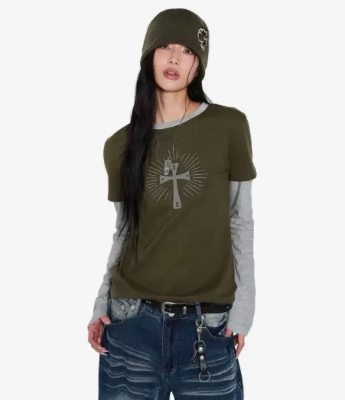 아캄 레오파드 스칼 비니 카키 상품이미지3