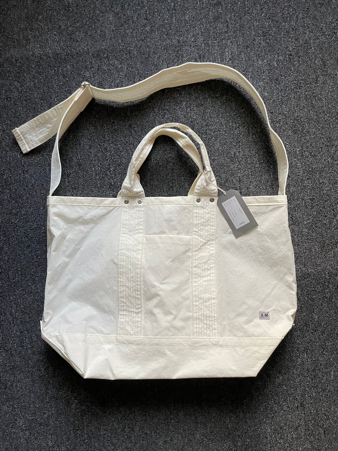 엔즈앤드민즈 2웨이 토트백 나일론 화이트 미사용품 상품이미지1