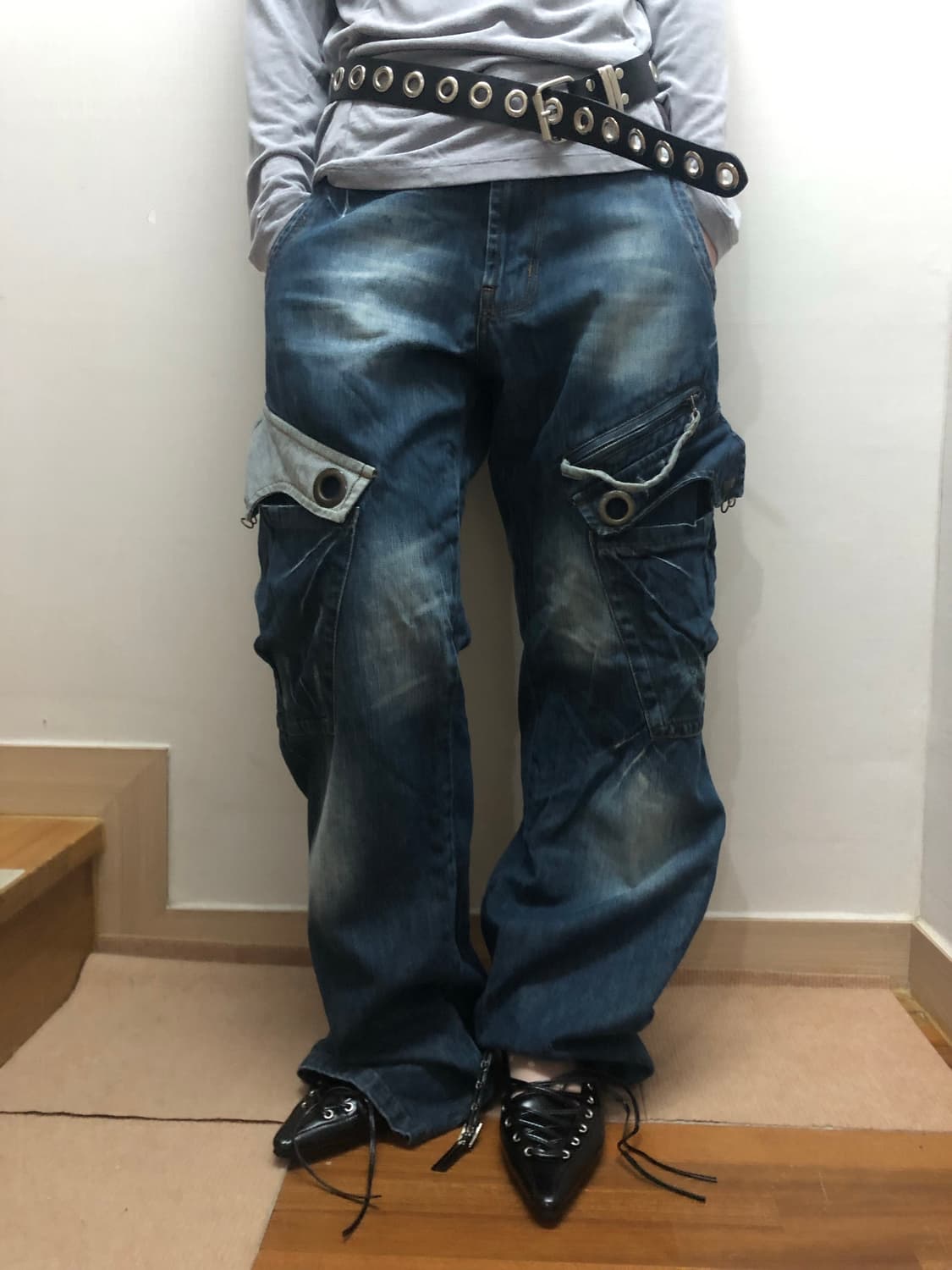 빈티지 데님 펑크 디테일 팬츠 상품이미지5