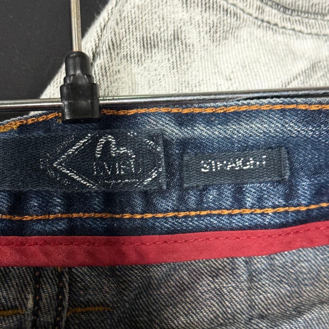 에비수 포켓 프린팅 스트레이트 핏 워싱 흑청 데님 팬츠 상품이미지6