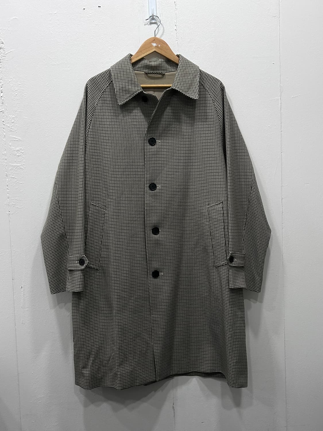 새상품급 GU 지유 유니클로 하운드투스 체크 오버핏 코트 남성 M 상품이미지3