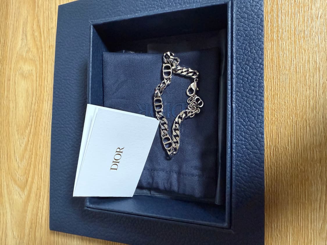 디올 CD 아이콘 씬 체인 링크 팔찌 실버 상품이미지1