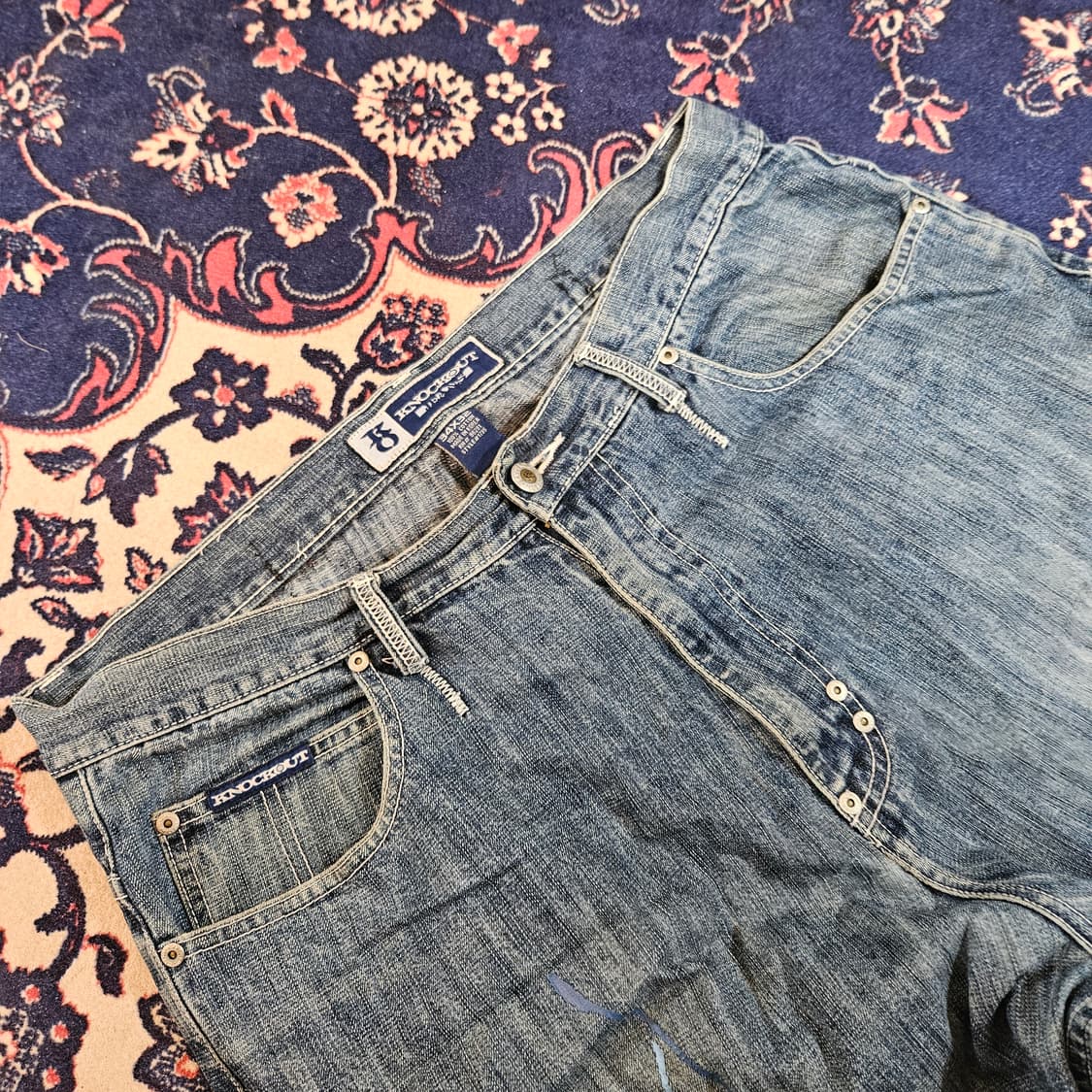 넉아웃(Knockout) 90's 페인딩 포켓 자수 레귤러 데님 팬츠 상품이미지8