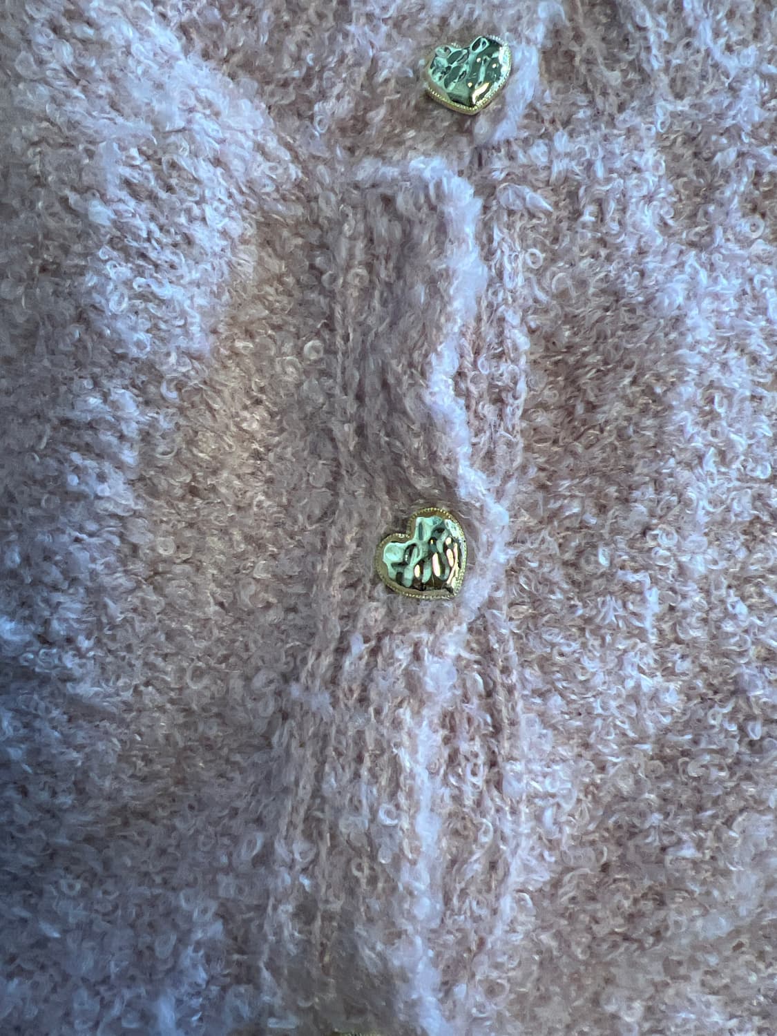 O108 JPN 모리/러블리 핑크 단추디테일 부클 니트 가디건 OS 상품이미지3