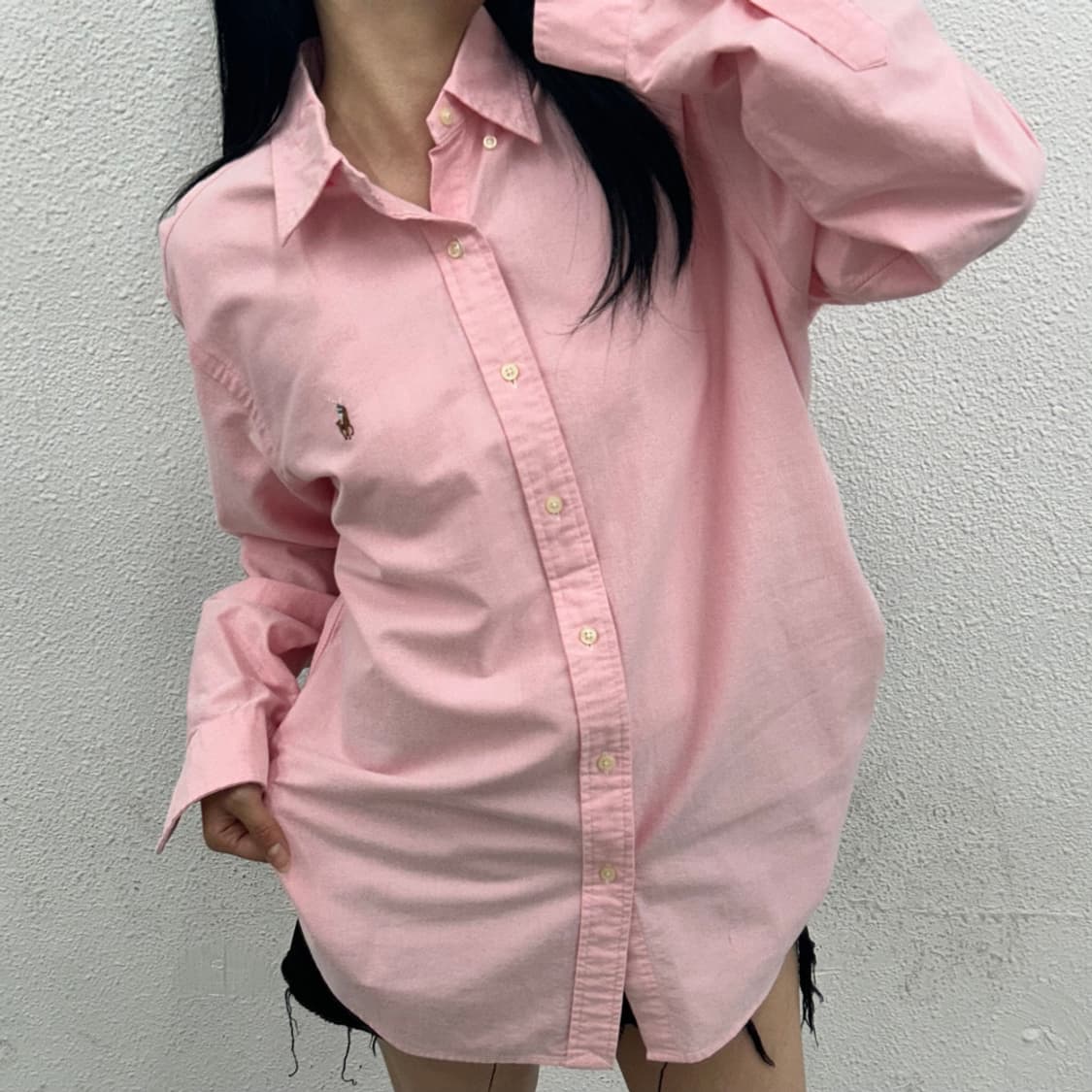 폴로 랄프로렌 옥스포드 딸기우유맛 셔츠 L 상품이미지1