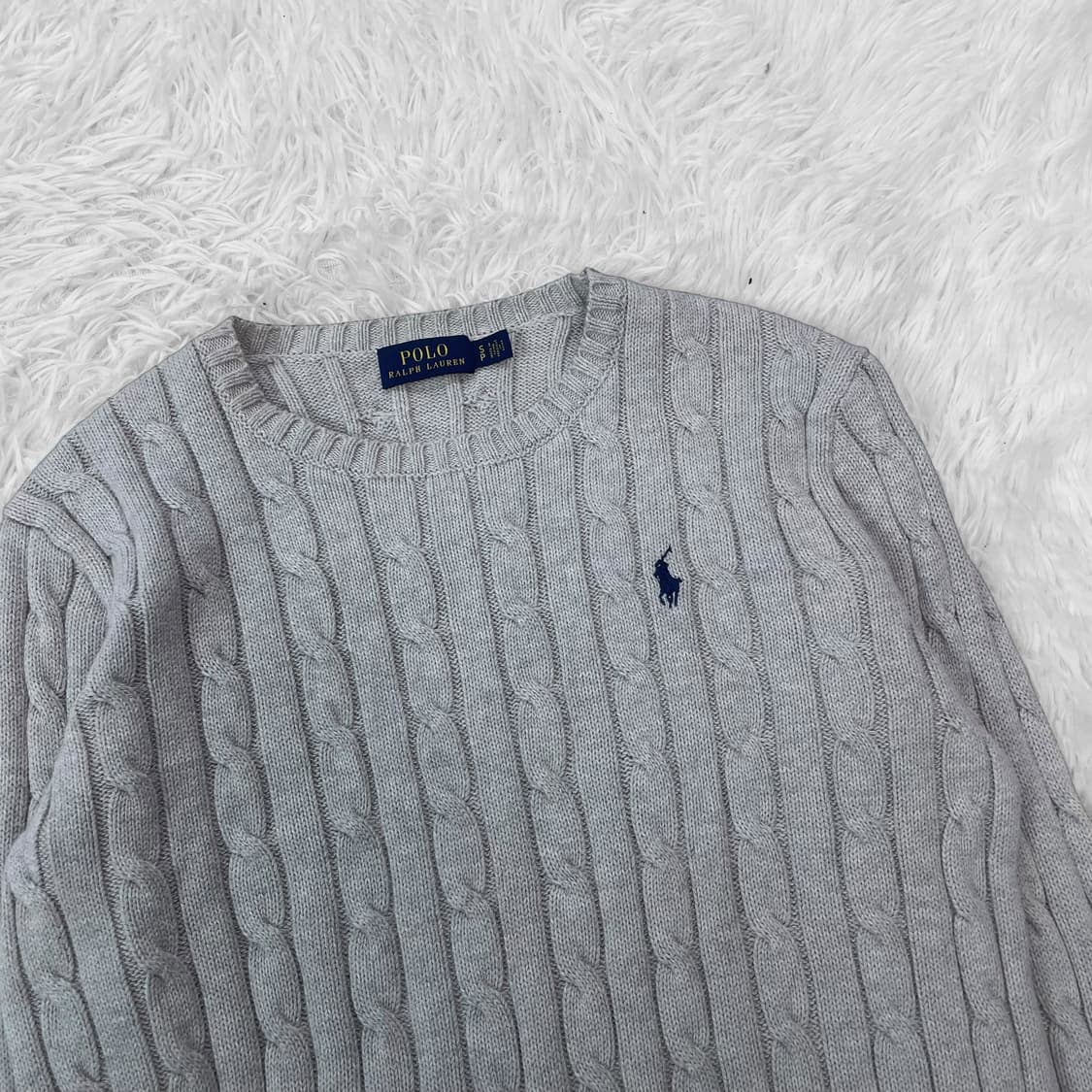 폴로 랄프로렌 포니 로고 케이블 니트 그레이 상품이미지3