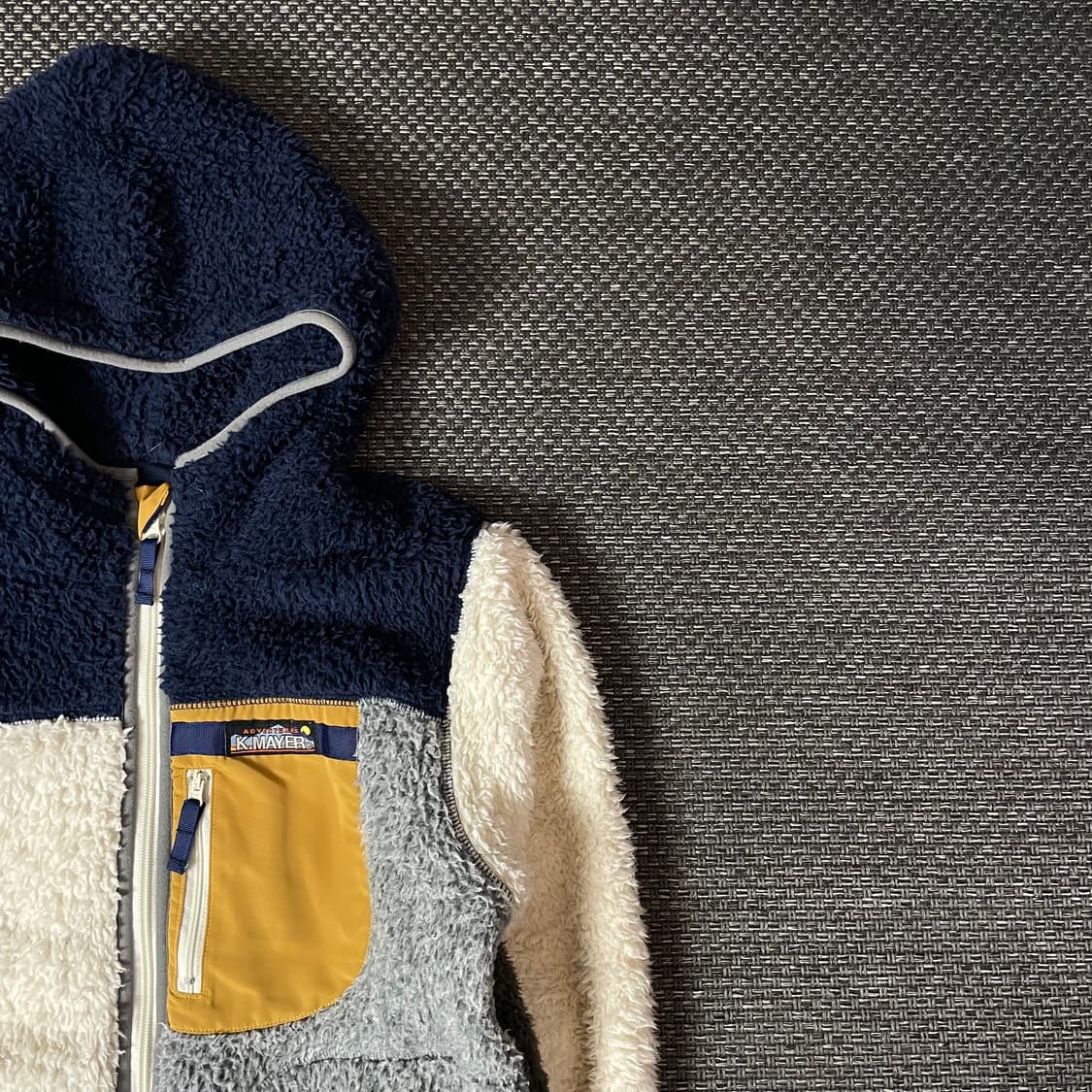 크리프메이어 네이비 아이보리 배색 뽀글이 플리스 자켓 M 상품이미지3