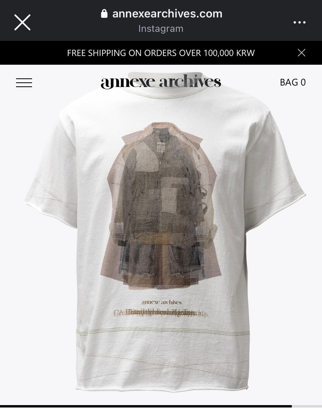  PILE ANNEXE T SHIRTS WHITE 1사이즈 상품이미지1