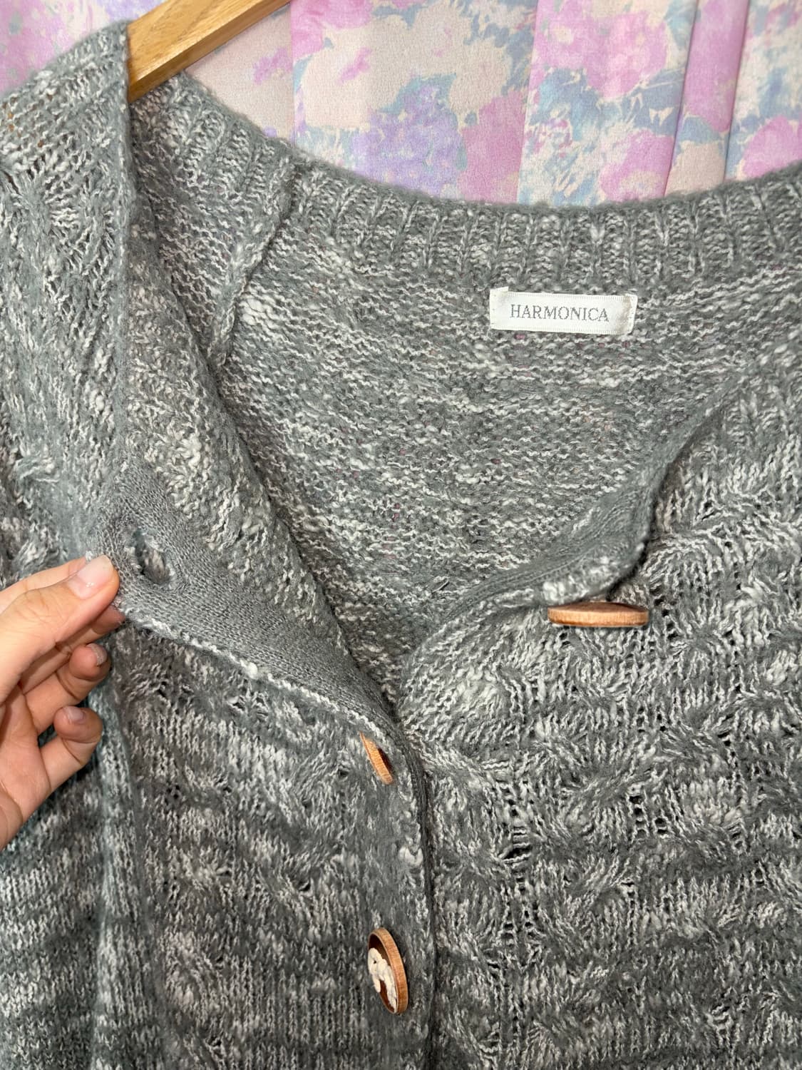 그레이 단추 포인트 가디건 상품이미지8