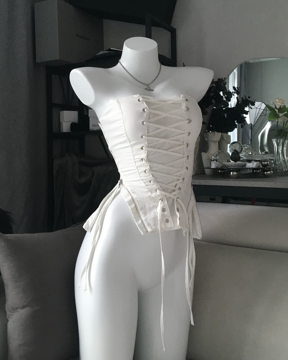 ༒ Side Zipper Detail Corset Top 상품이미지1