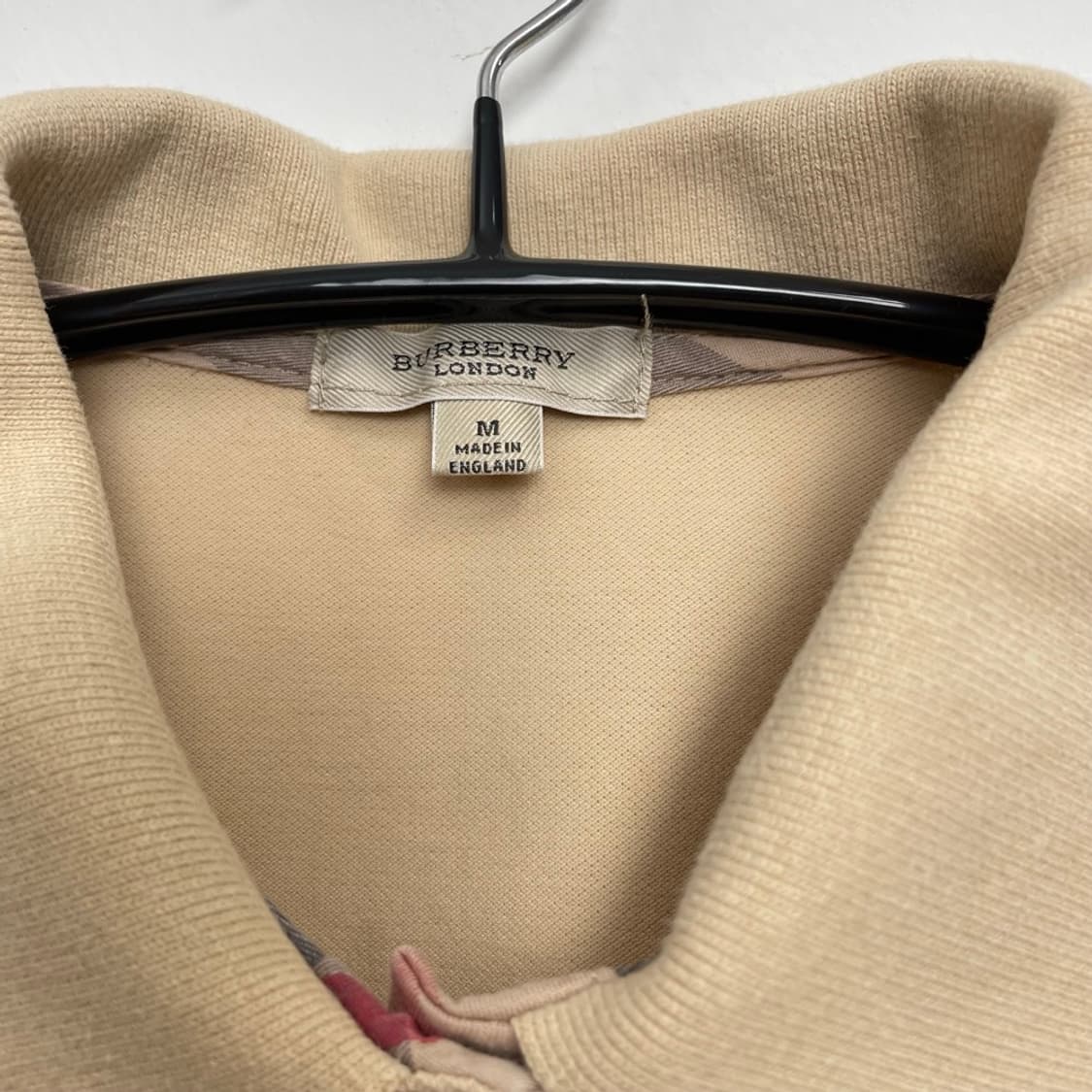 버버리 Burberry 체크 트리밍 반팔 카라티 M 상품이미지2
