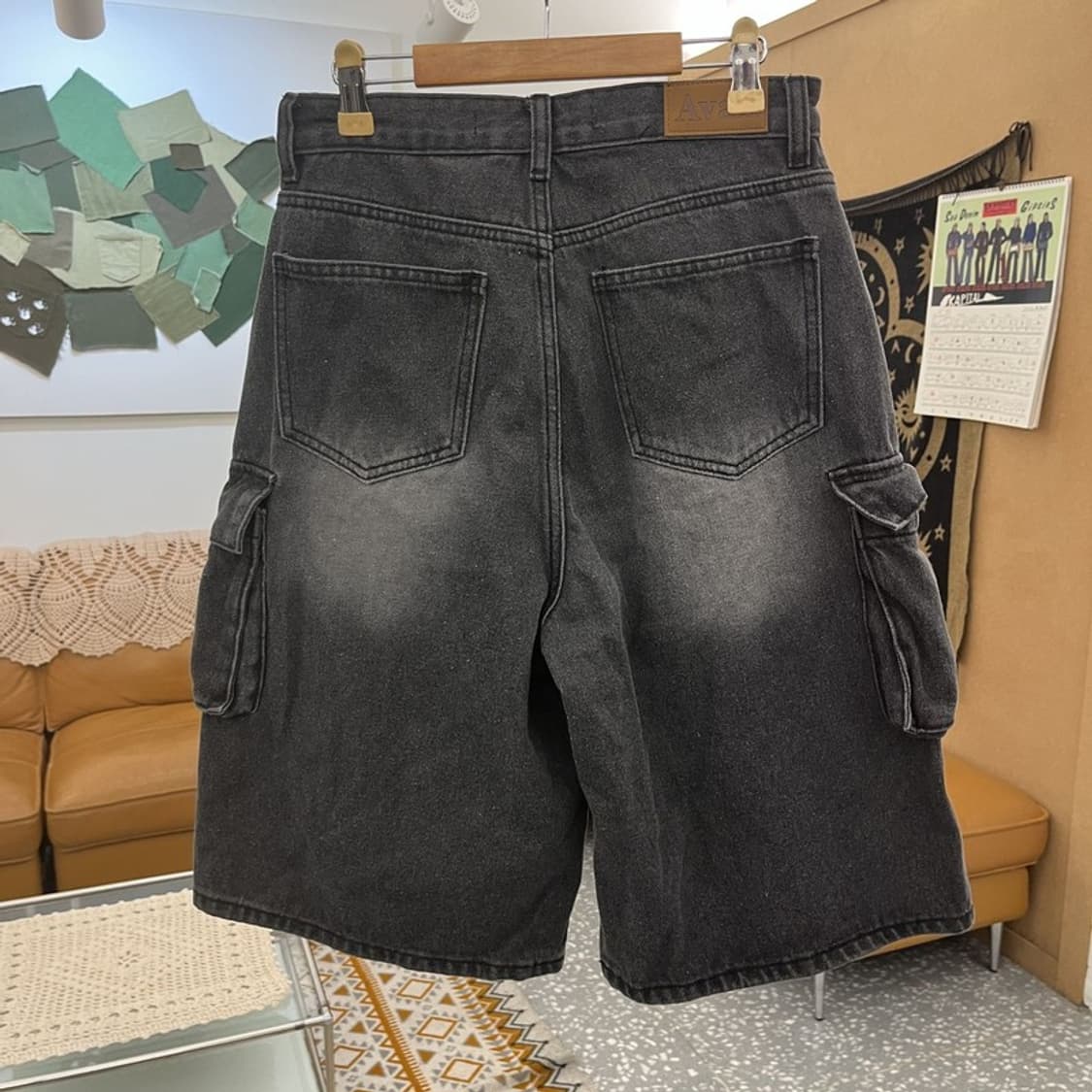 어반드레스 빈티지 캐주얼 스트릿 흑청 데님 카고 반바지 S C11007 상품이미지4