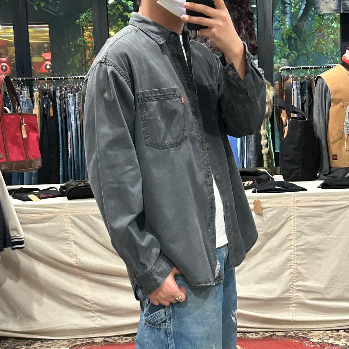 L) 리바이스 흑청 투포켓 워크 데님 셔츠 자켓 T버튼 타입 상품이미지10