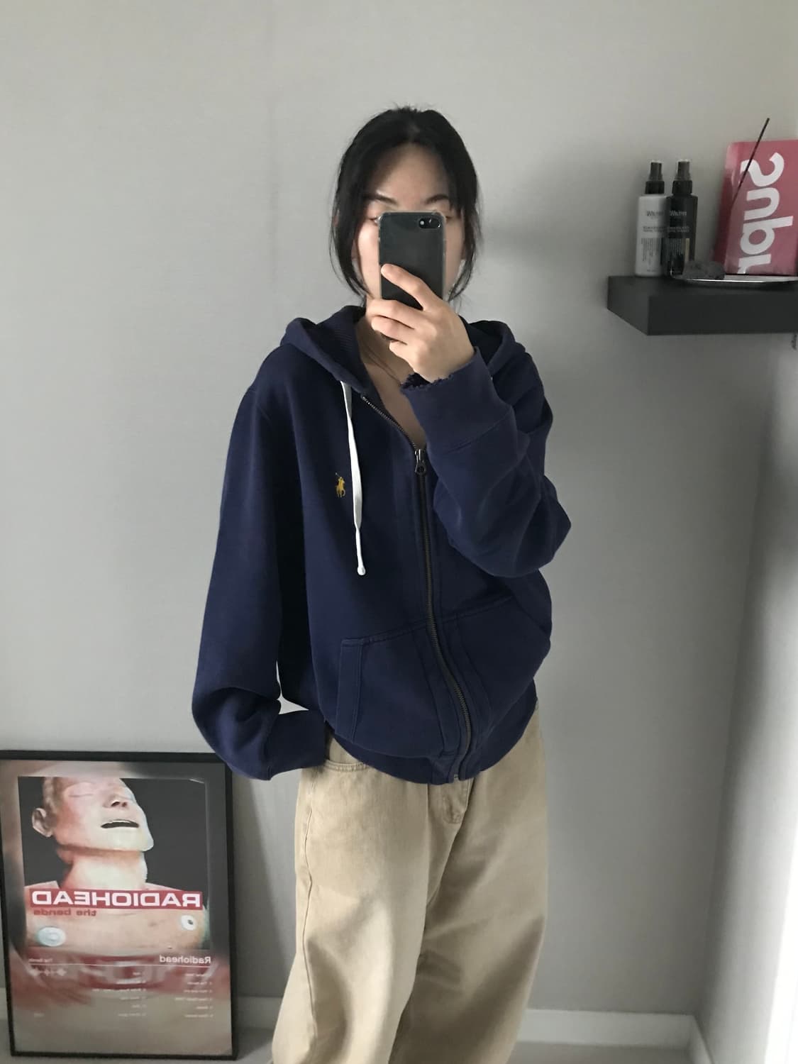 폴로 랄프로렌 포니로고 써멀 헤비 후드집업 네이비 상품이미지3