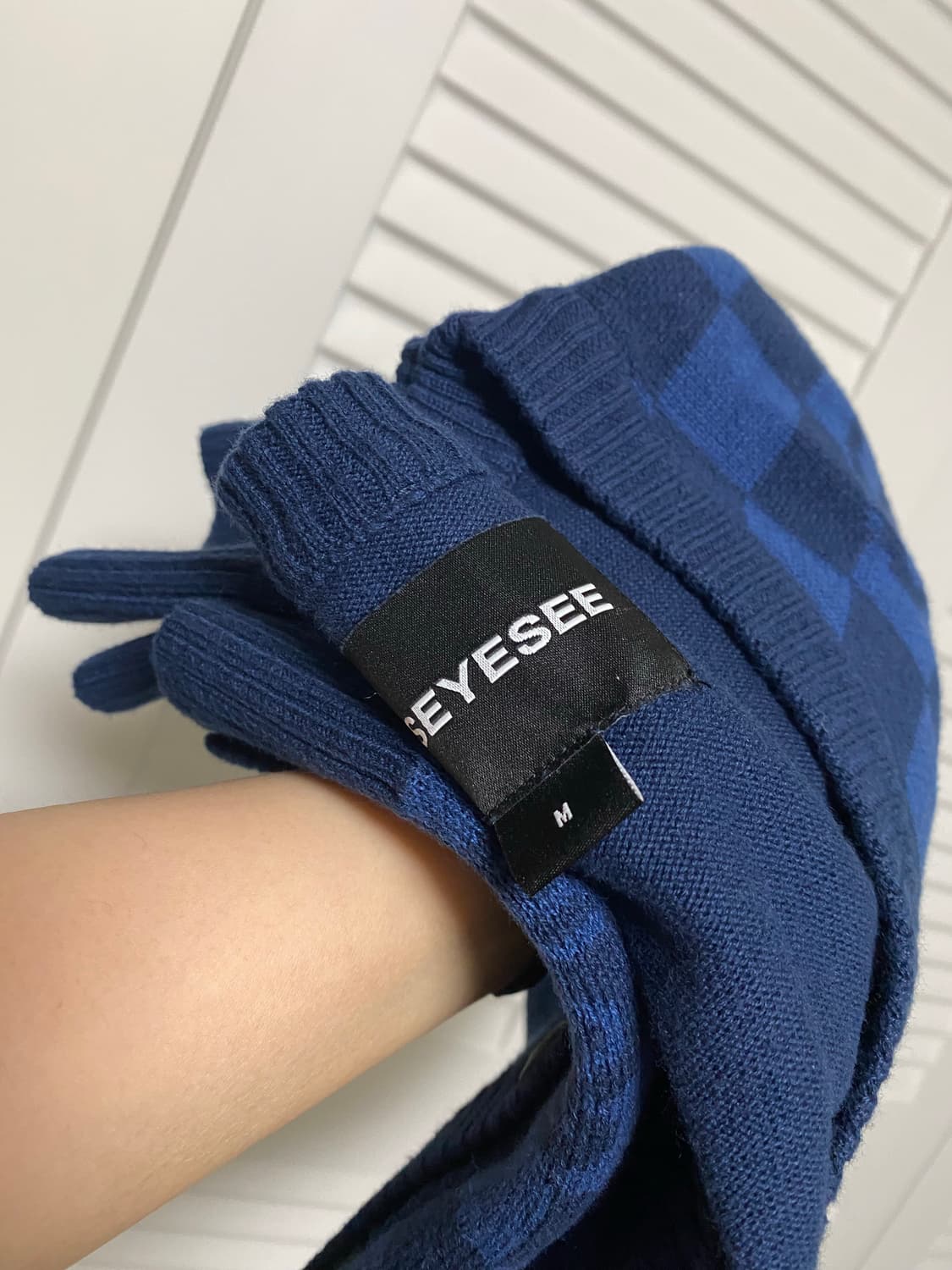 예스아이씨 체커보드 가디건 네이비 m 상품이미지2