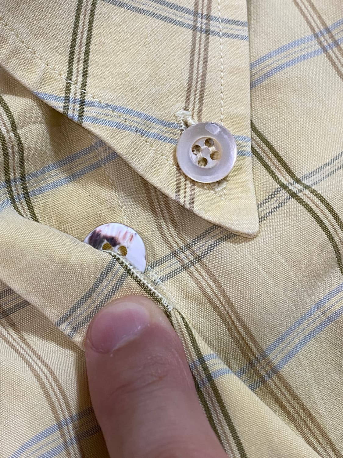 에르메네질도 제냐 버튼 다운 체크 코튼 셔츠 옐로우 L 상품이미지4