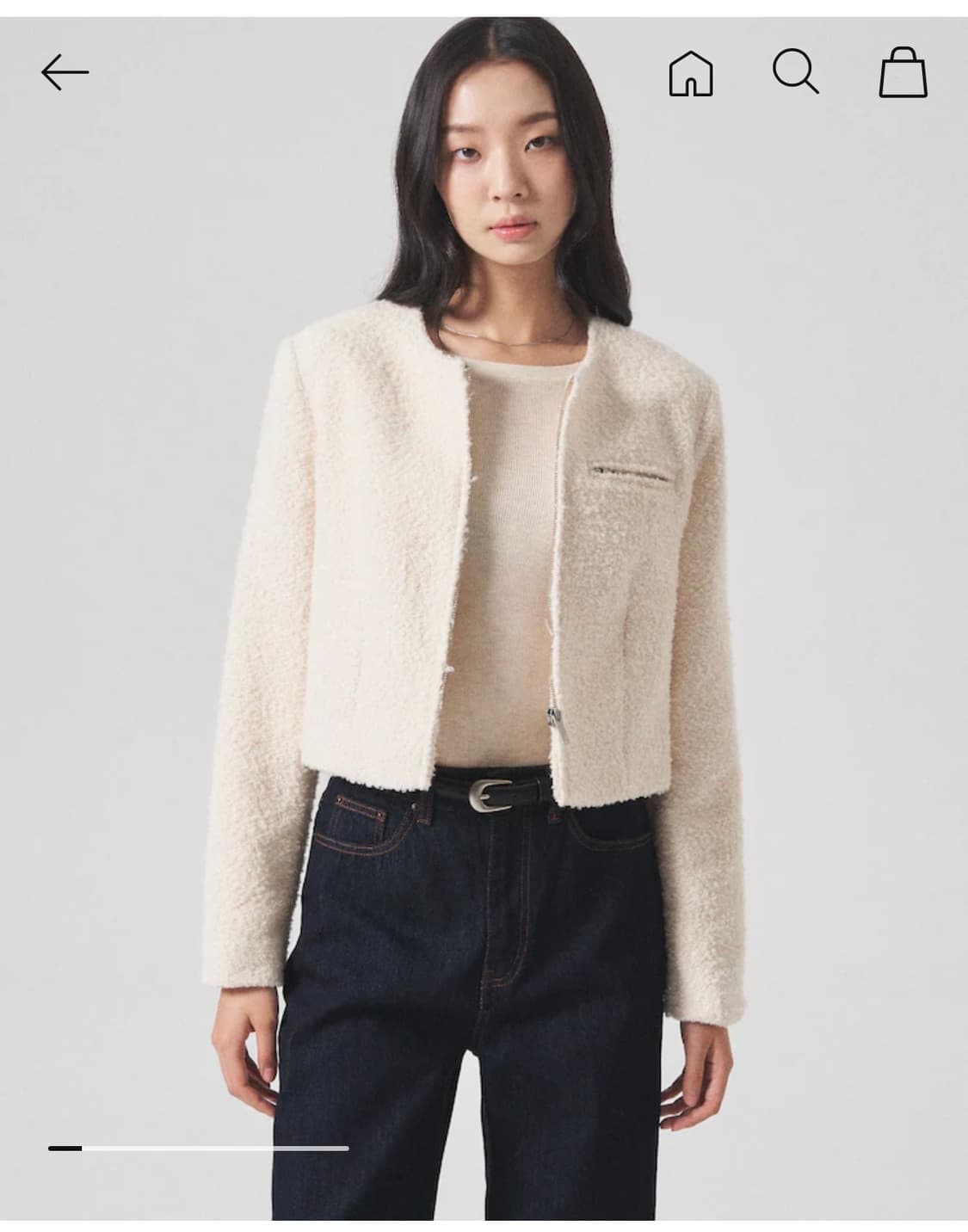 8세컨즈 부클 라운드넥 집업 아이보리 상품이미지2