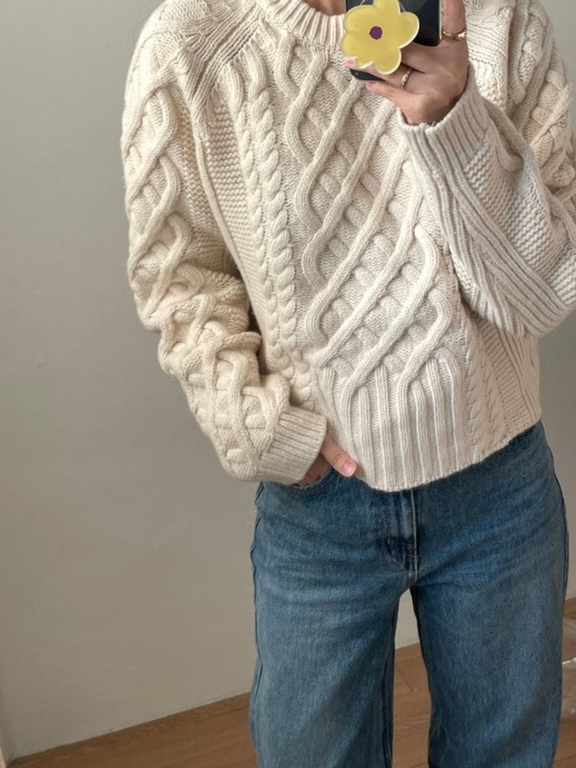 romanticize 로맨티사이즈 아이보리 케이블 울 니트 상품이미지3