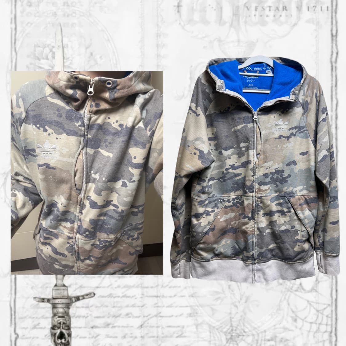 아디다스 스케이트보딩 구파이어버드 카모 밀리터리 하이넥 후드집업 상품이미지2