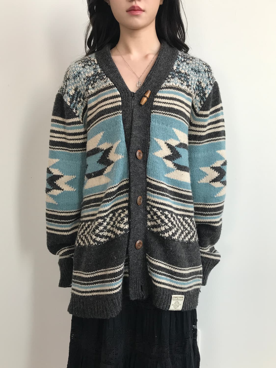 Local Motion Pattern Knit Cardigan 상품이미지1