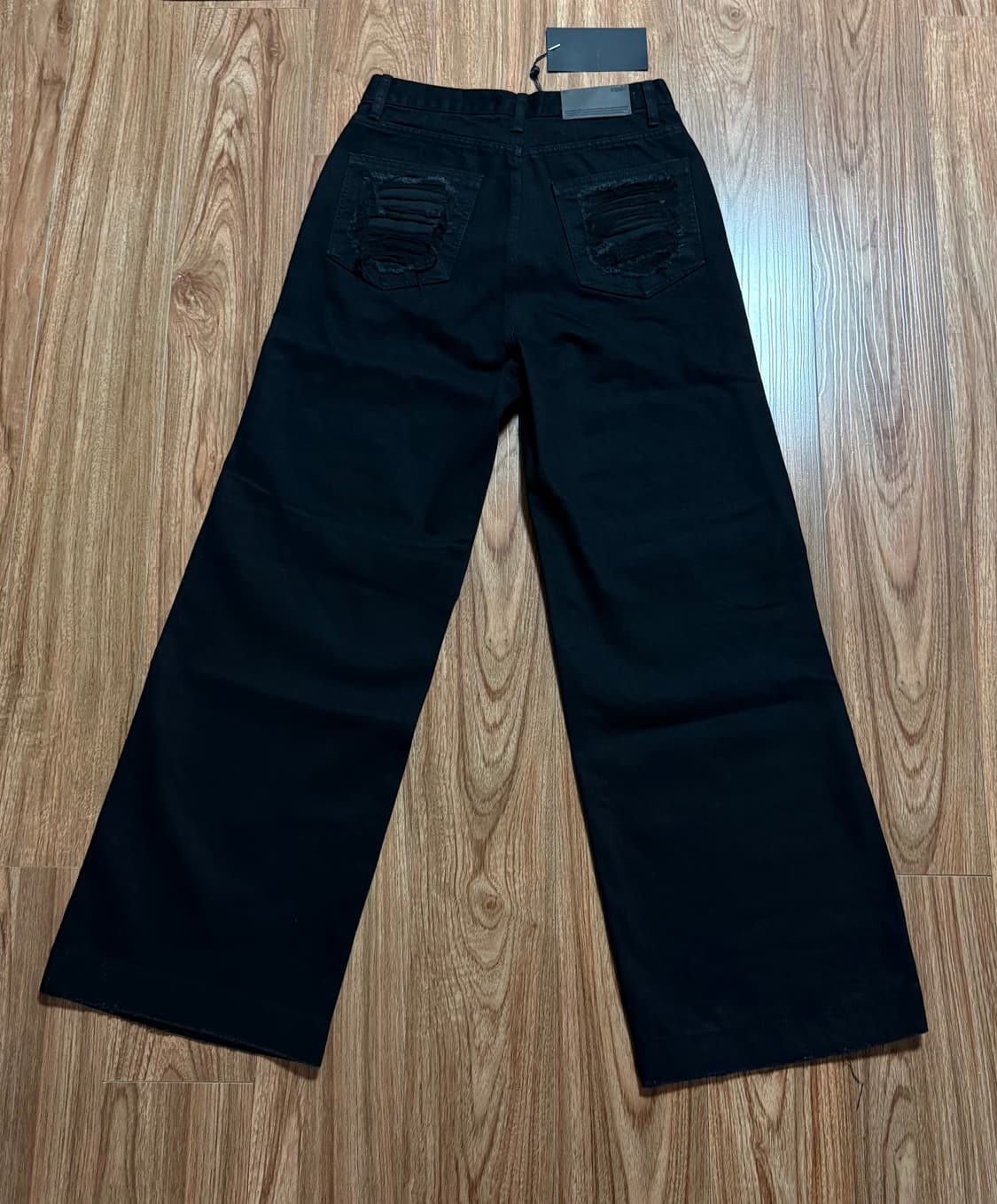 [새상품] 보헤미안서울 보헴서 니 오픈 립트 와이드 데님팬츠 블랙 상품이미지7