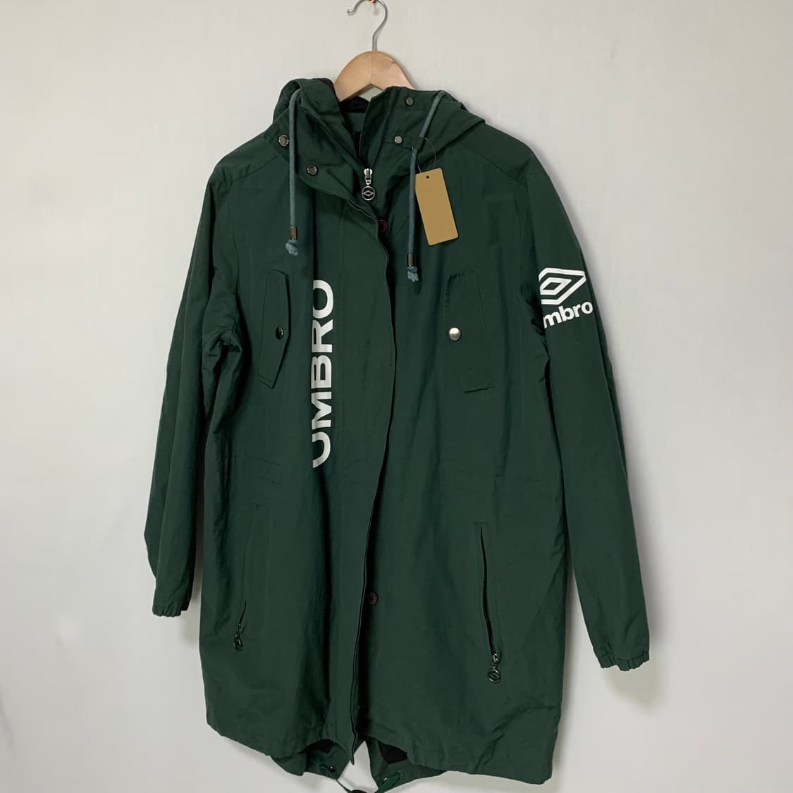 엄브로 후드 롱 코트 바람막이 자켓 다크 그린 빈티지 상품이미지2