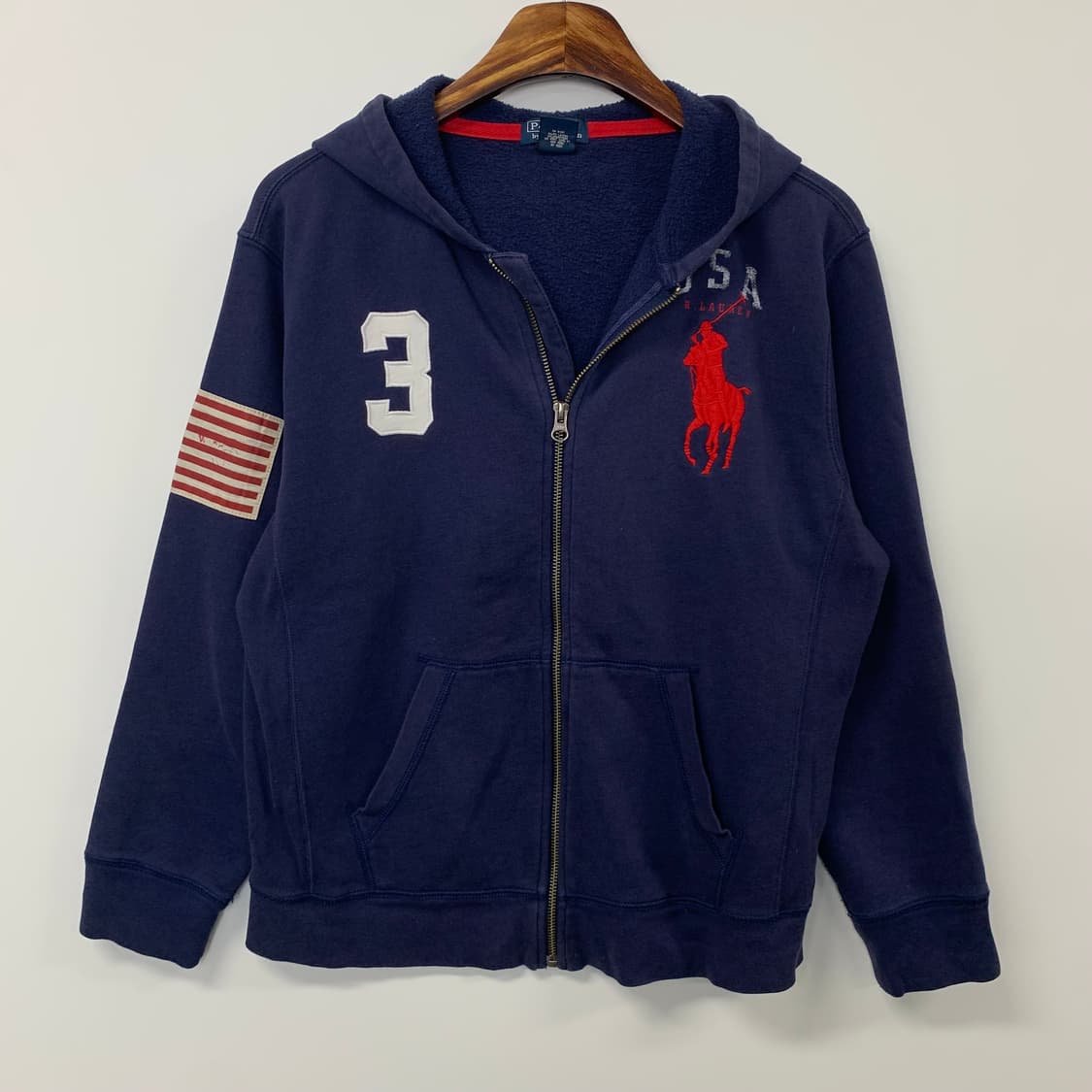 폴로 랄프로렌 빅포니 USA 성조기 네이비 후드집업 상품이미지2