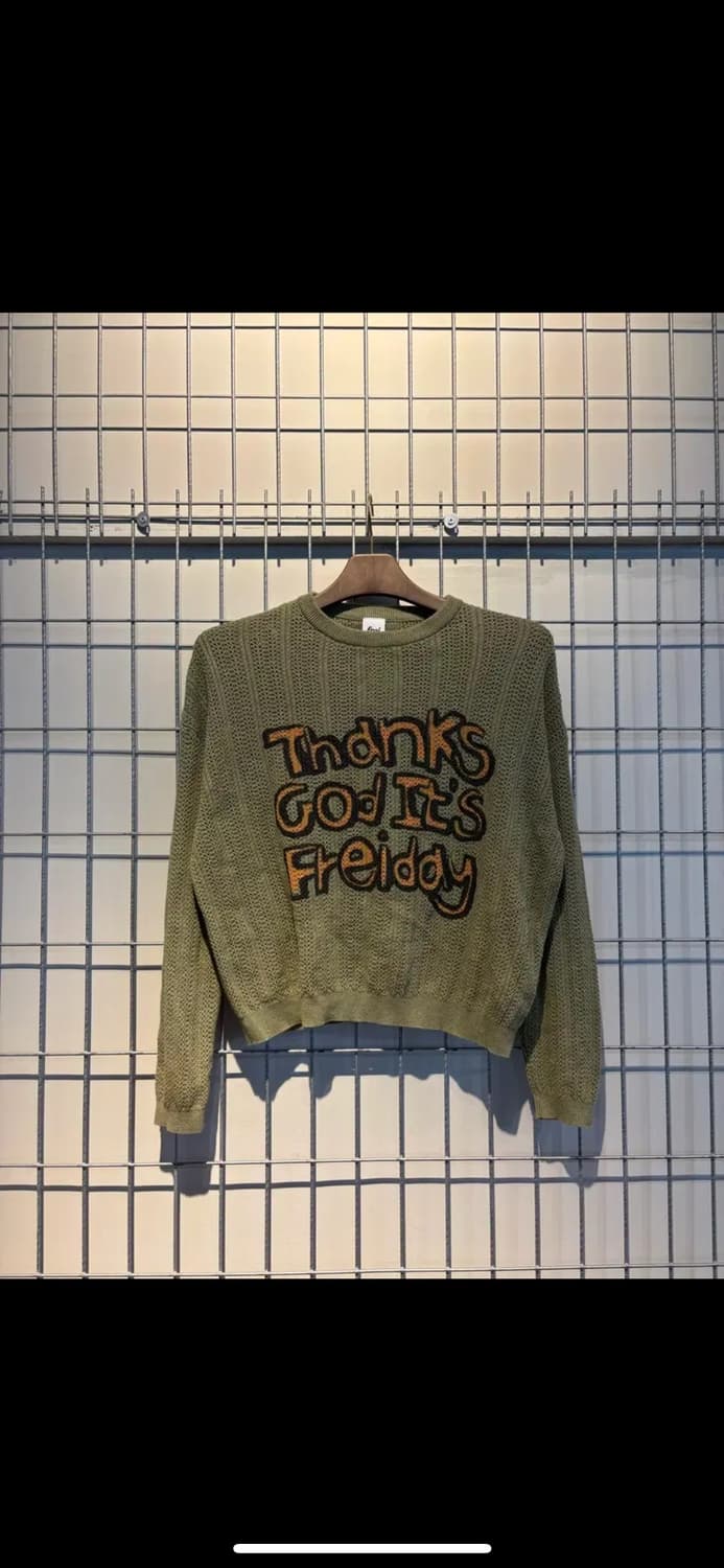 Frei 프라이 코튼 블렌디드 슬로건 카키 니트 H1888 상품이미지2