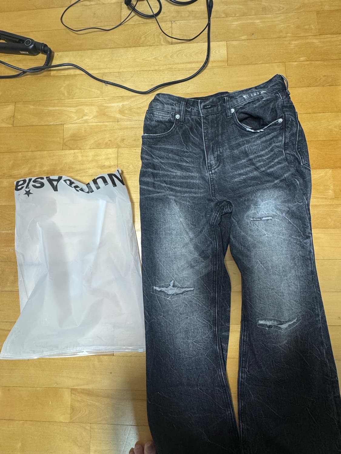 [B.ACESS] Wave Distressed Straight Black 상품이미지4