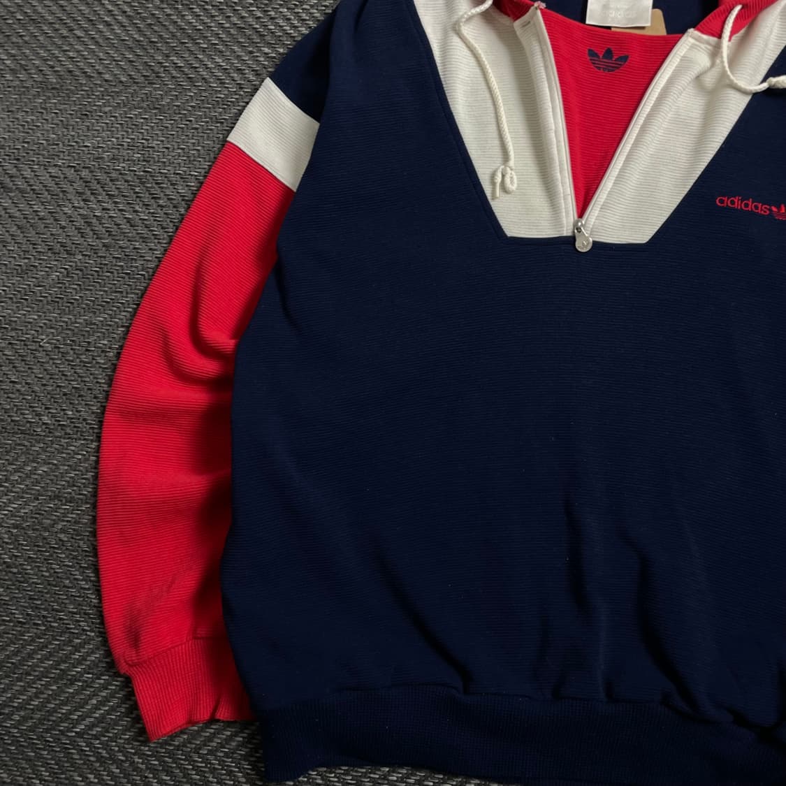00s 아디다스 올드스쿨 배색 박시핏 아노락 후드 티셔츠 o 4430 상품이미지3