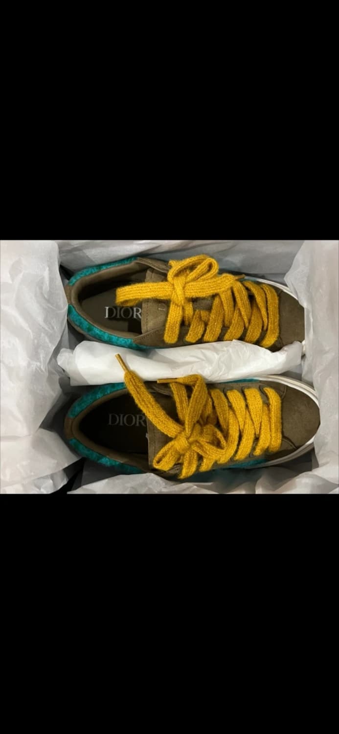 디올 데님 티어스 한정판 B33 모헤어 스니커즈 그린 새상품 상품이미지2