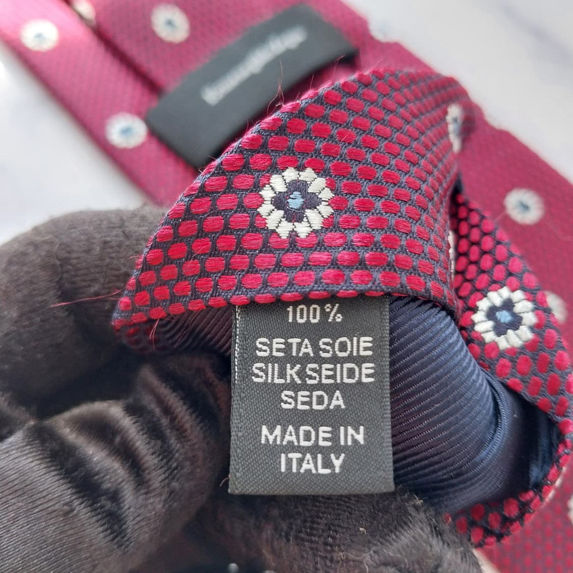 제냐 실크 레드 플라워 자카드 넥타이 8.9cm A+등급 K2500
 상품이미지10