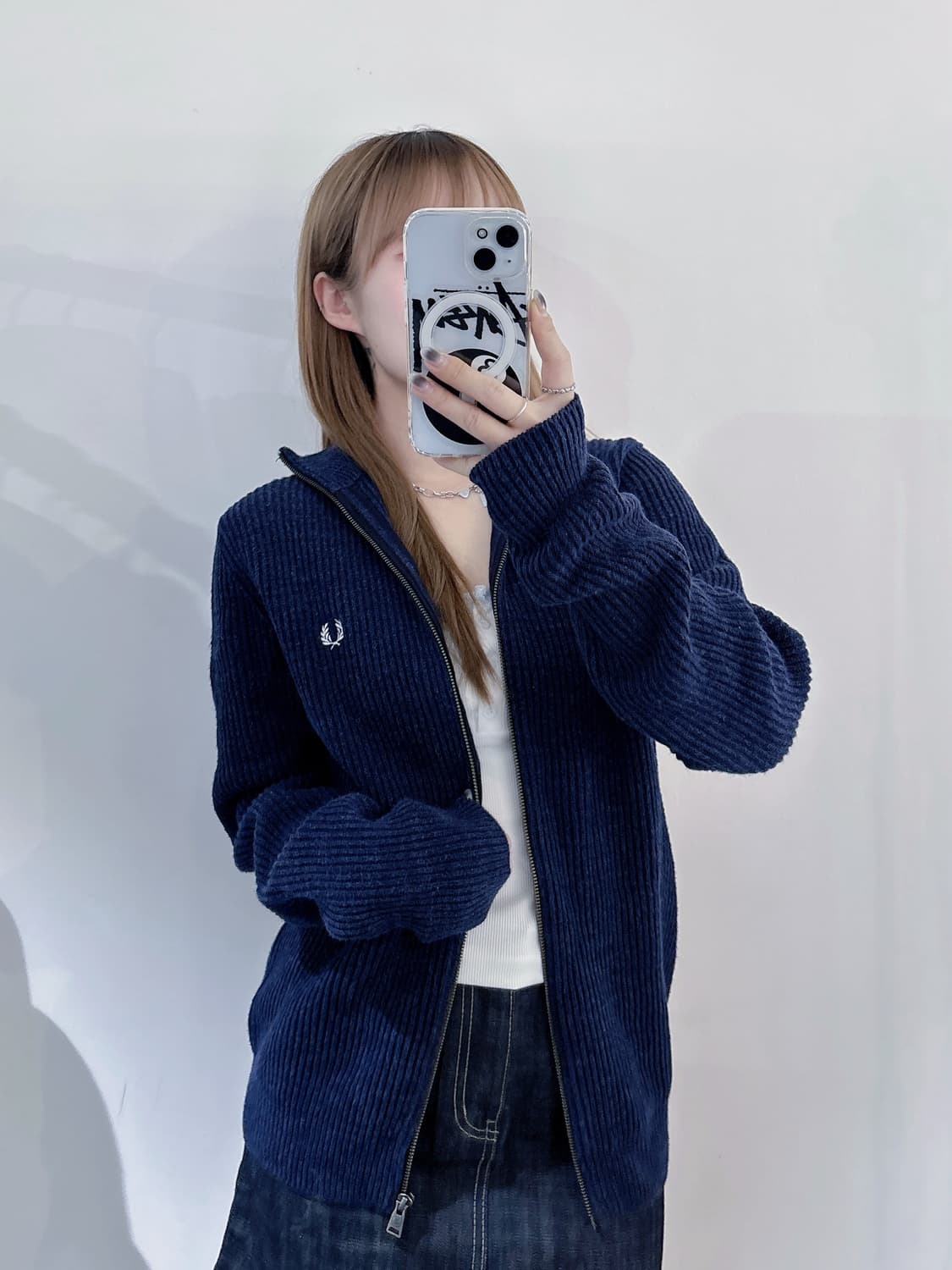 프레드페리 네이비 니트집업 상품이미지1