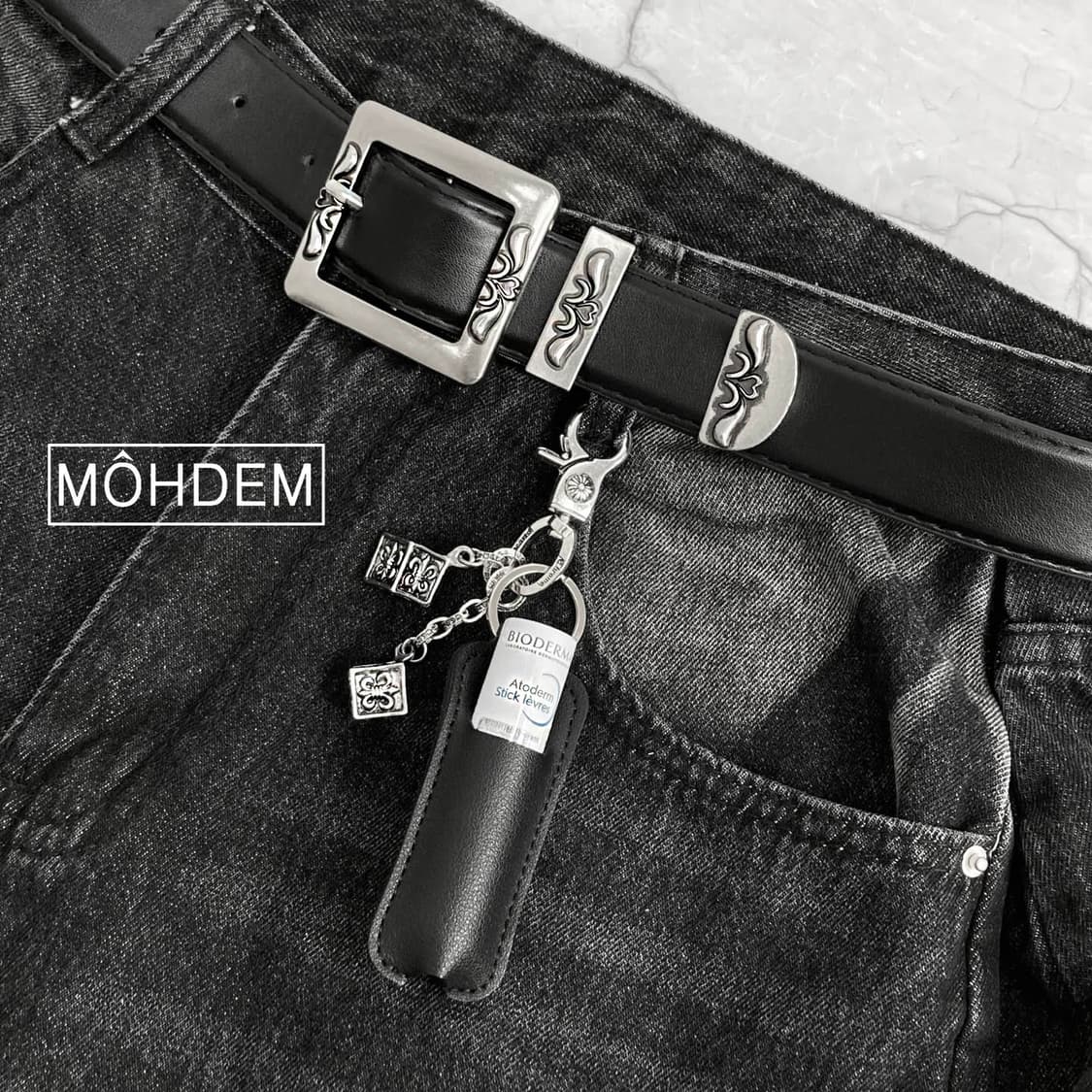 [Unisex] 크롬 스퀘어 웨스턴 가죽 벨트 상품이미지5