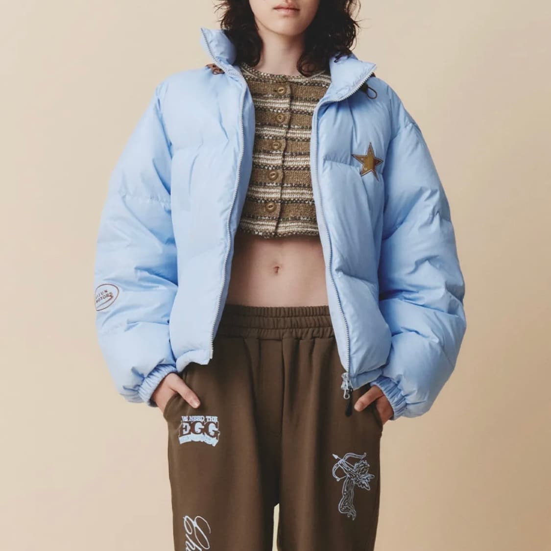 기준 패디드 후드 자켓 패딩 스카이 블루 M 상품이미지2