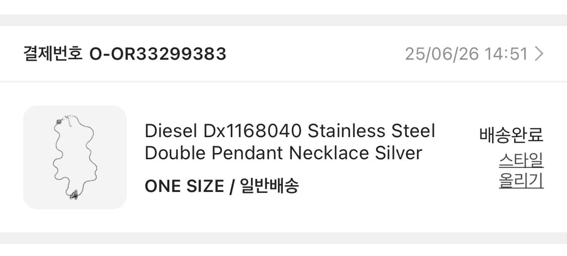 디젤디젤 Dx1168040 스테인리스 스틸 더블 팬던트 네크리스 실버 상품이미지2