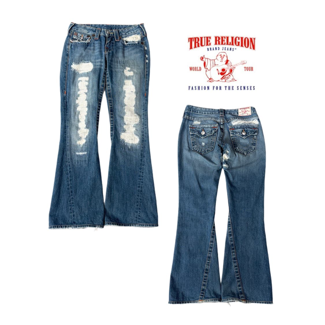 트루릴리전 Y2K 조이 부츠컷 디스트레스드 데님팬츠 상품이미지1