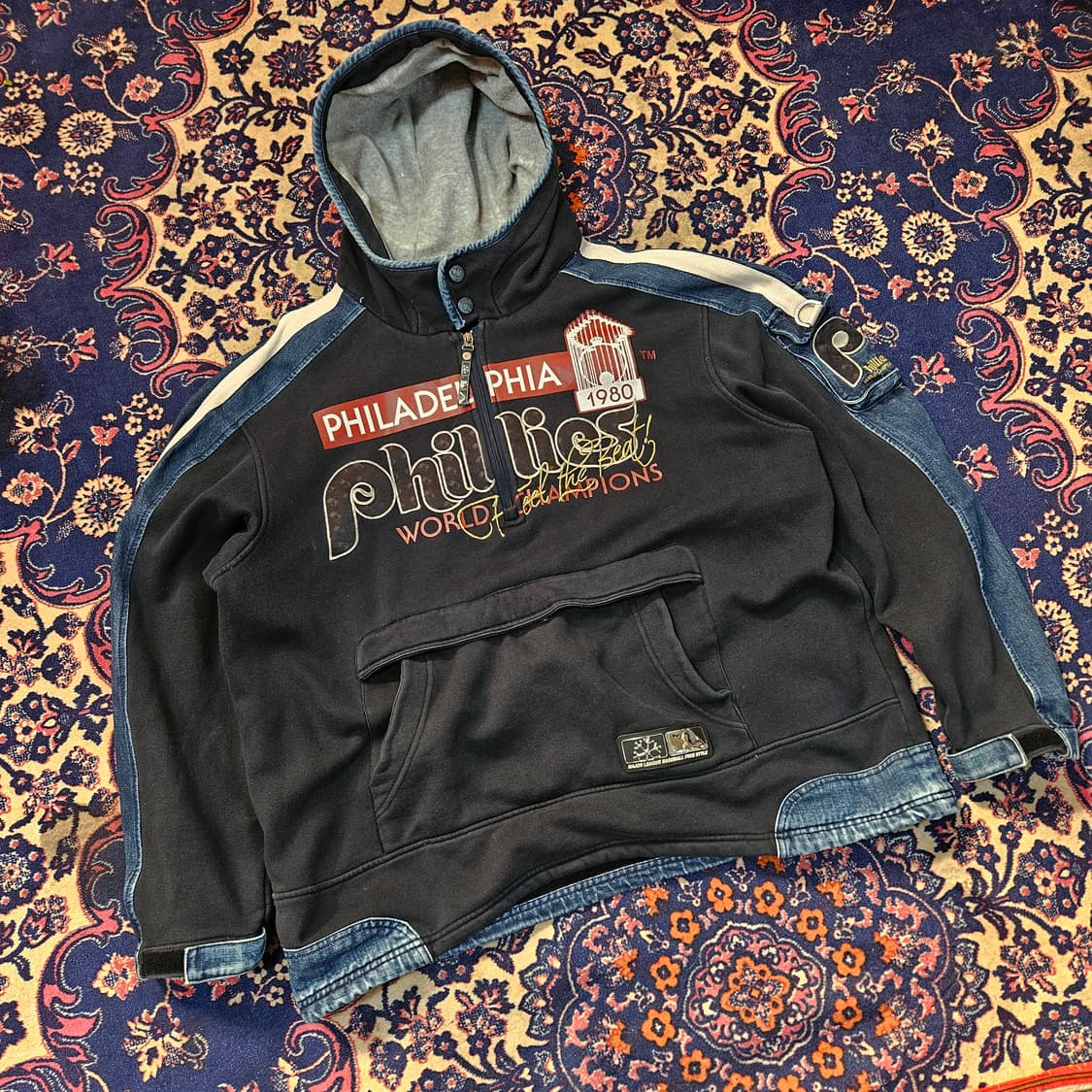 엠엘비(MLB) 필라델피아 필리스 데님 블럭 기모 후드 하프집업 상품이미지2