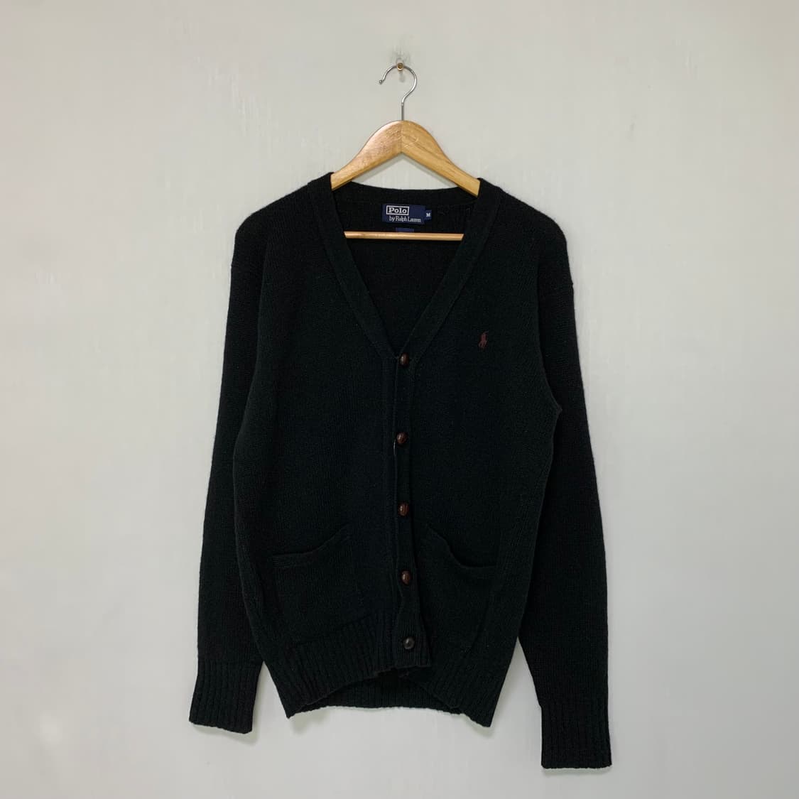 폴로 랄프로렌 블랙 울 니트 가디건 빈티지 M 남녀공용 상품이미지1