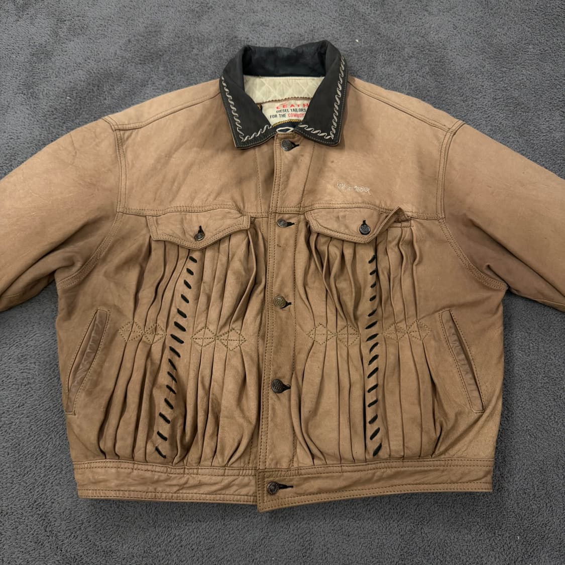 [ 정품/L ] 디젤 스웨이드 레더 가죽 웨스턴 자켓 상품이미지3