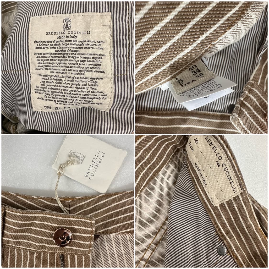 브루넬로 쿠치넬리 남성 스트라이프 워크웨어 팬츠  USA4 J41 상품이미지10