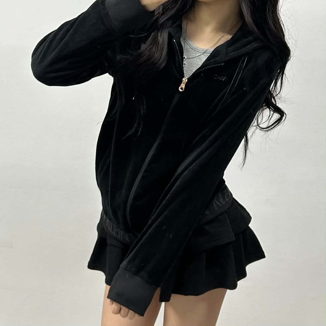 캘빈클라인 벨루어 벨벳 걸즈 후드집업 희귀져지 상품이미지6