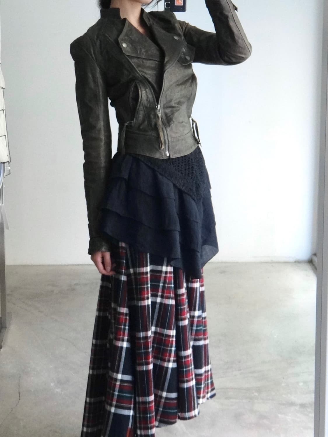 GUESS olive green short leather jacket 상품이미지7