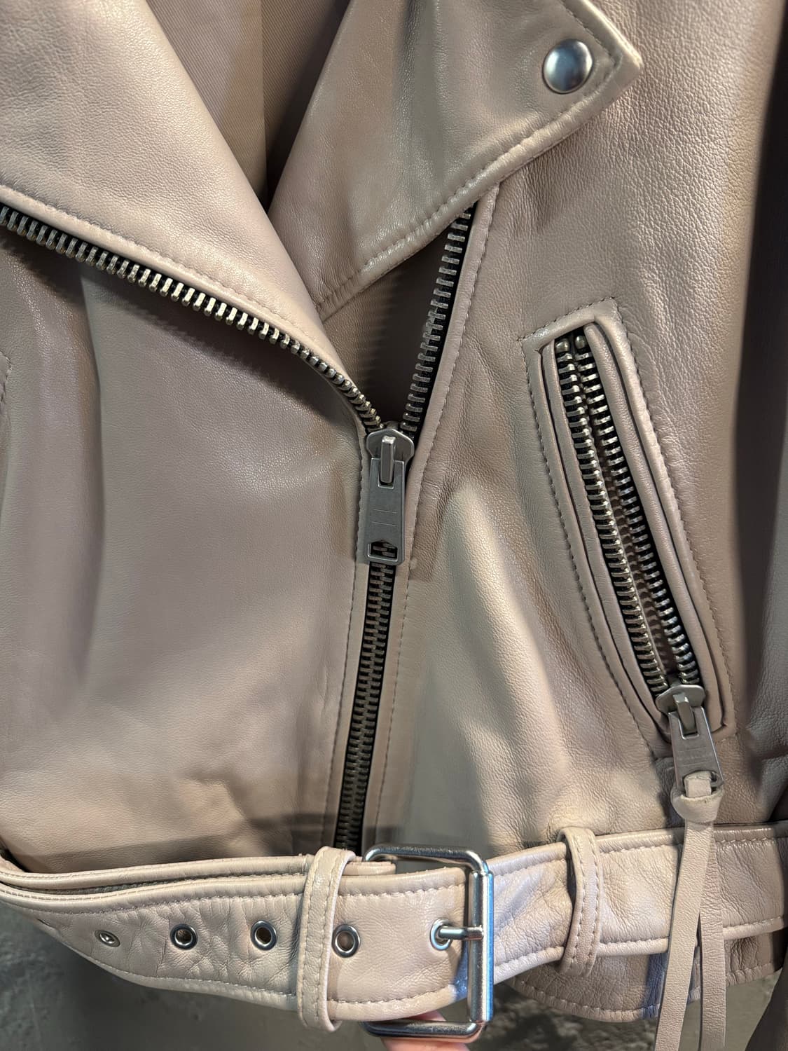 M 올세인츠 ALLSAINTS 앤더슨 바이커 레더 자켓 베이지 상품이미지3