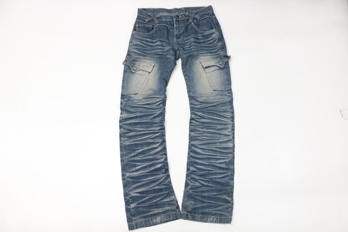 DAILY NEWS 데일리뉴스 빈티지 카고 스트라이프 워싱 데님 팬츠 상품이미지2