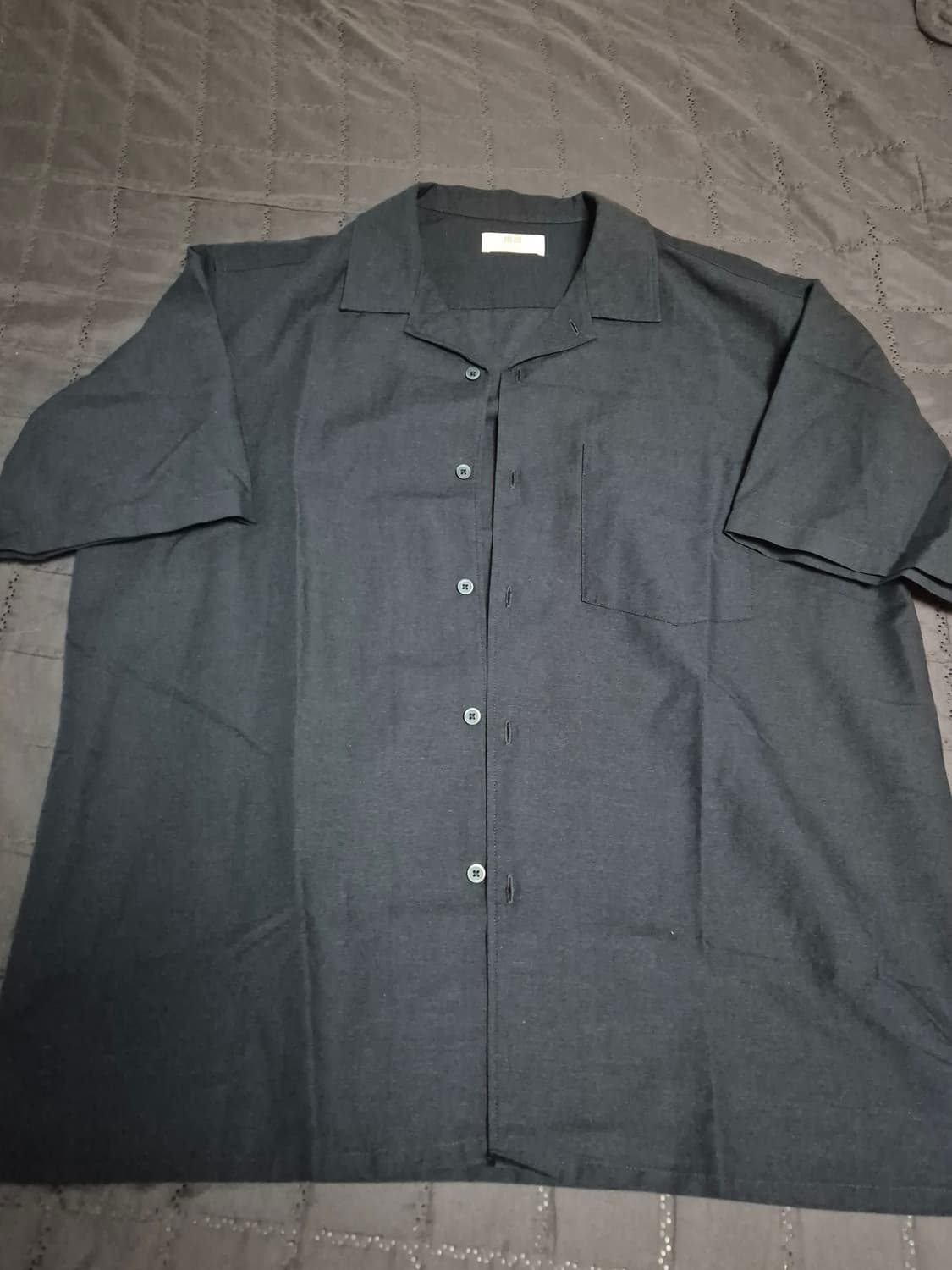 UNIQLO 린넨블렌드 반팔 셔츠 네이비 L 새상품 상품이미지1