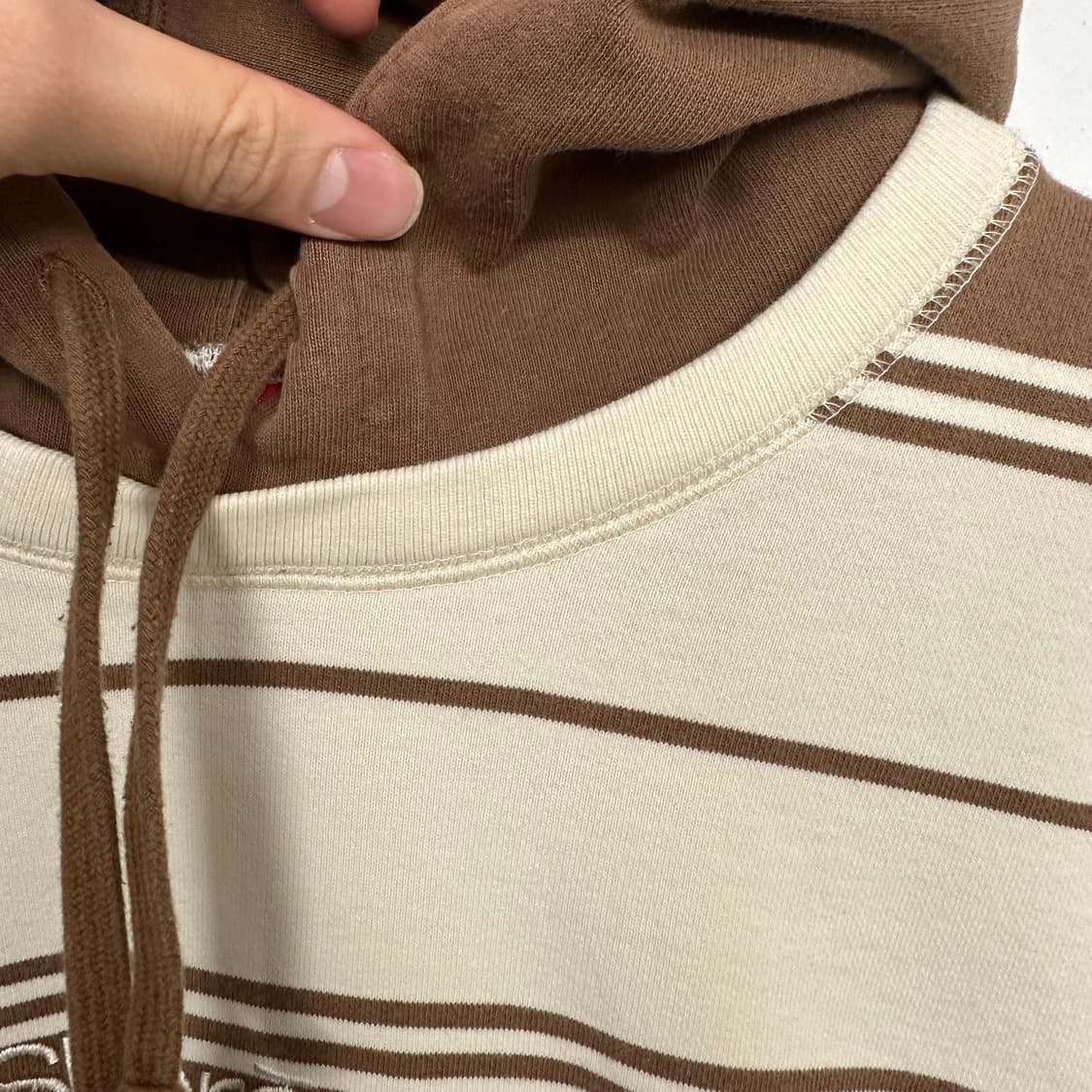 2016FW 슈프림 스트라이프 클래식로고 후드 상품이미지4