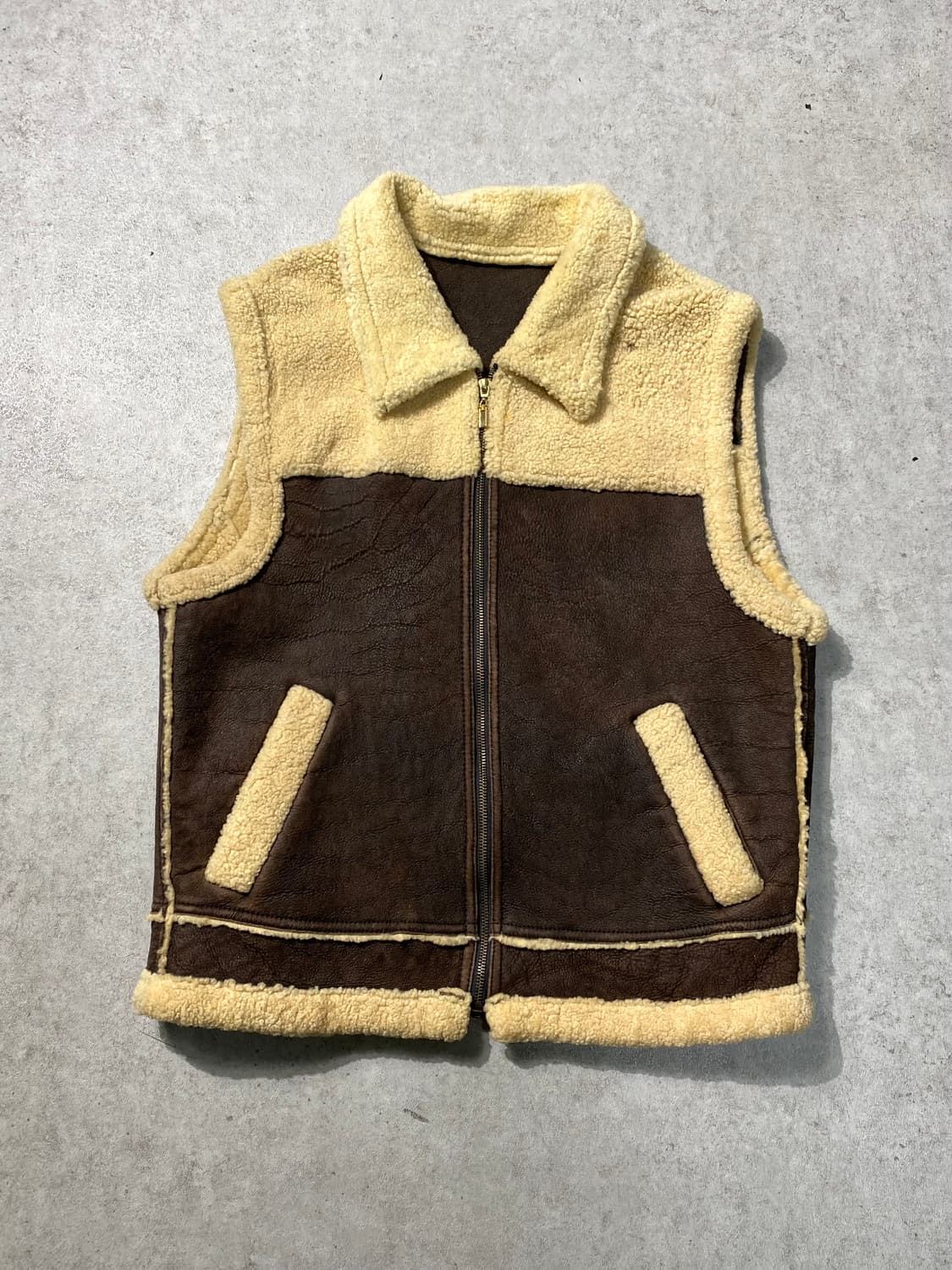 [100] 90s Capacci 양가죽 시어링 레더 베스트 상품이미지1